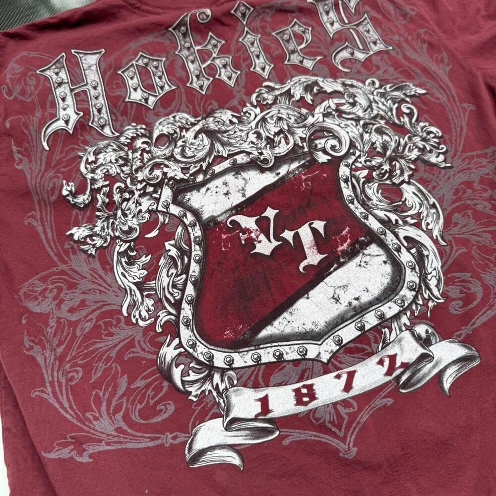 Affliction type Men's Red and Burgundy Virginia Tech Tshirt